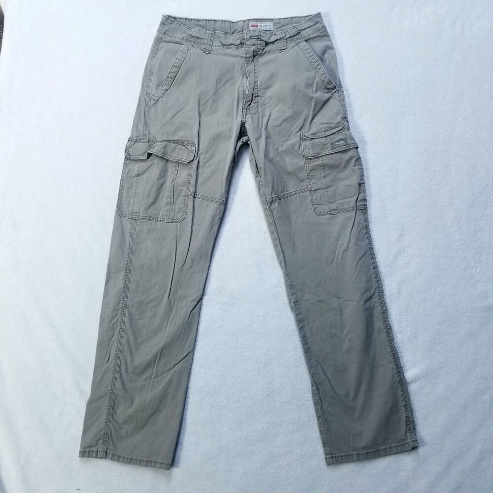Wrangler Cargo Pants Mens 32X32 Brown Relaxed Fit Flat Front Straight Canvas